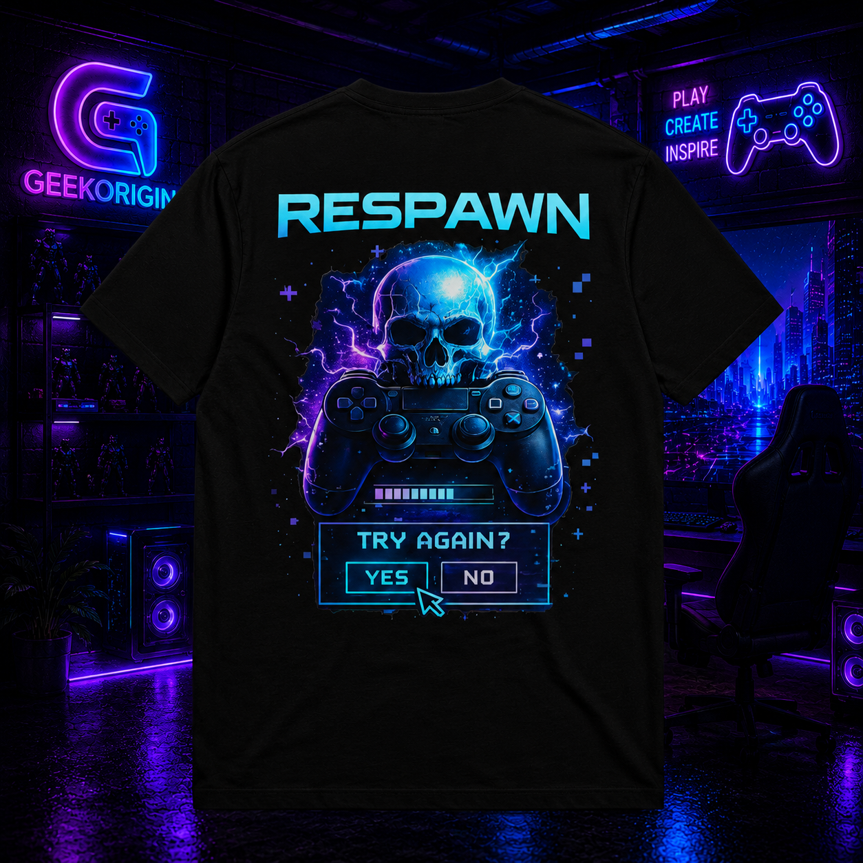 Respawn – T-Shirt Gaming Premium Neon Cyber