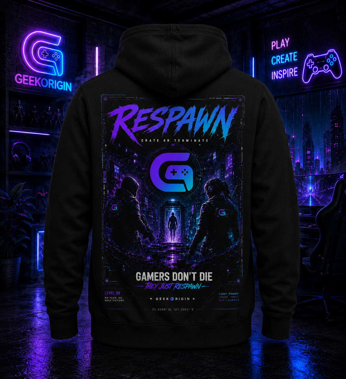 Respawn - Hoodie Zippé Premium Gaming Cyberpunk