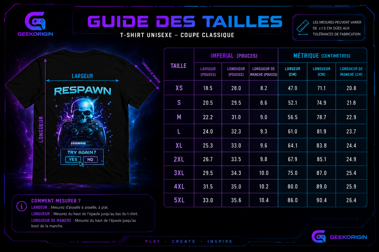 Respawn – T-Shirt Gaming Premium Neon Cyber