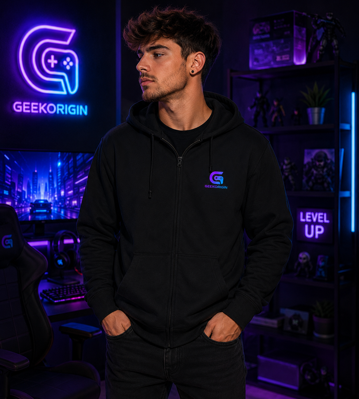Respawn - Hoodie Zippé Premium Gaming Cyberpunk