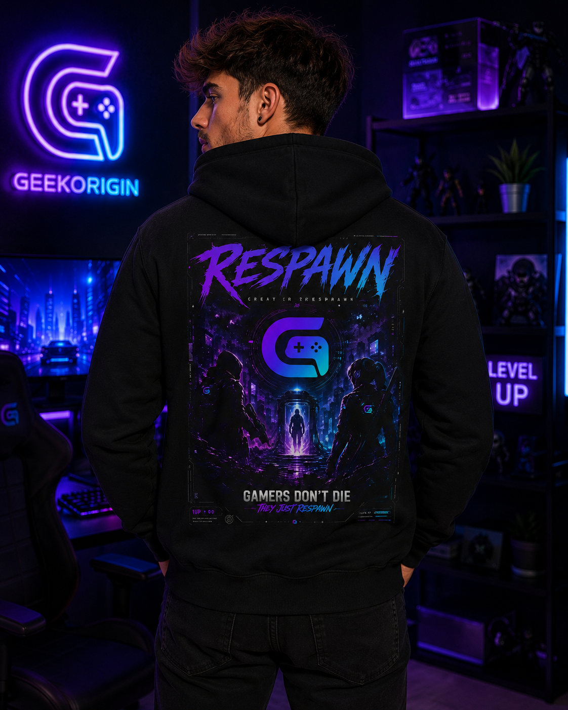 Respawn - Hoodie Zippé Premium Gaming Cyberpunk