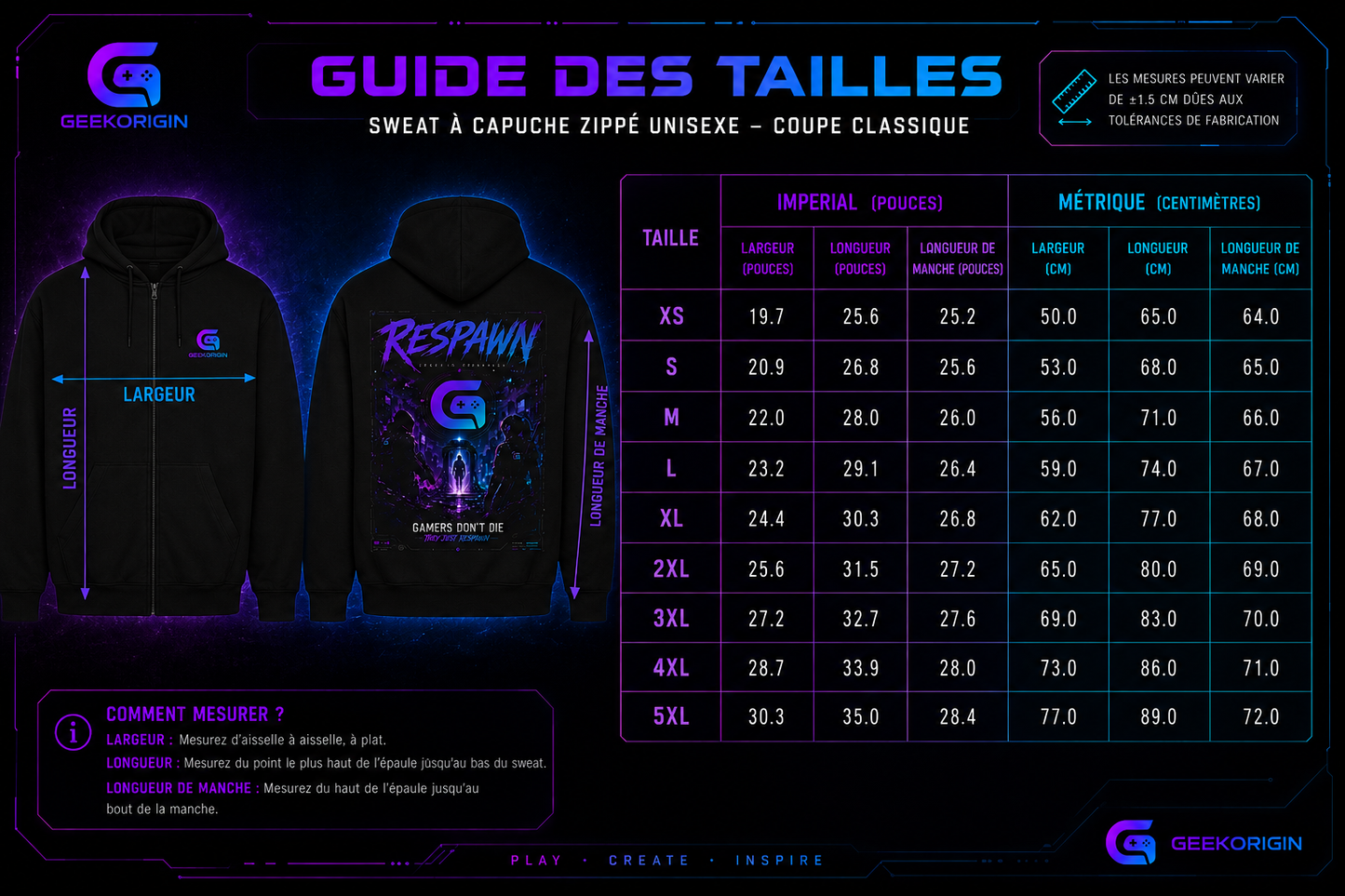 Respawn - Hoodie Zippé Premium Gaming Cyberpunk