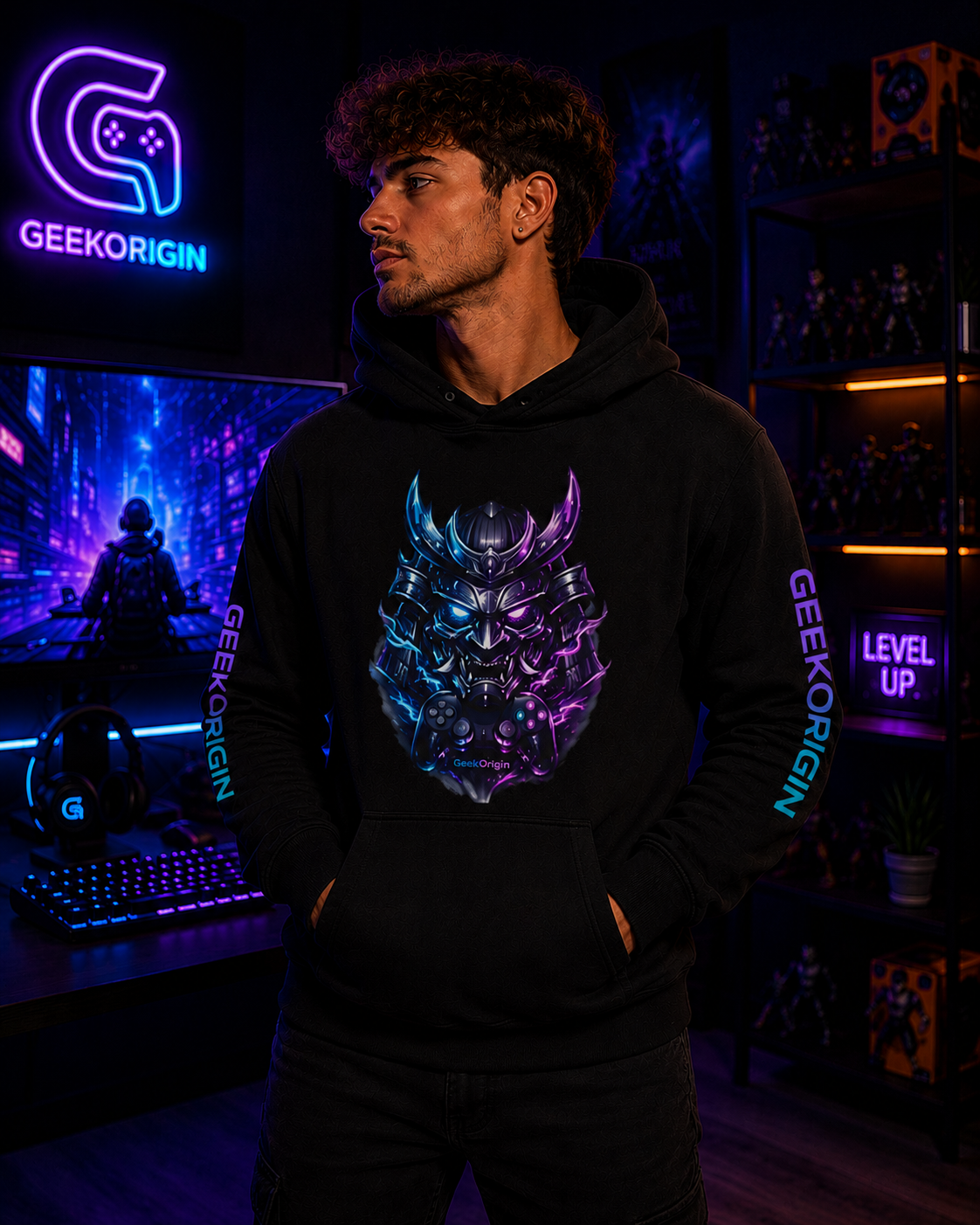 Cyber Oni - Hooded Long Sleeve Premium